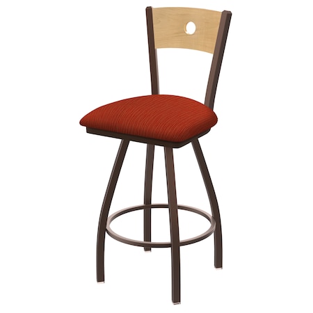 Holland Bar Stool Co 36" Swivel Counter Stool, Brnz Finish, Nat Back, Graph Poppy Seat X830